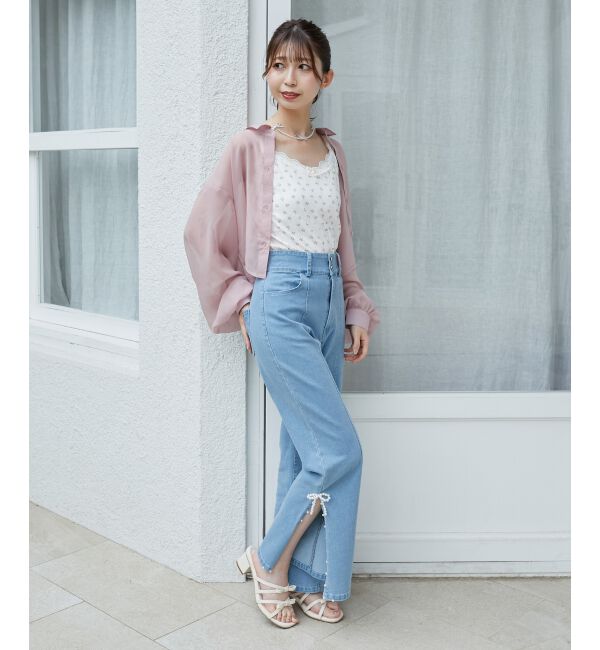 MAJESTICLEGON「パールスリットデニム」|デニム|