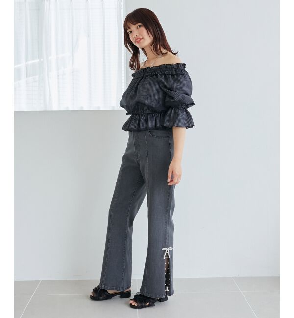 MAJESTICLEGON「パールスリットデニム」|デニム|