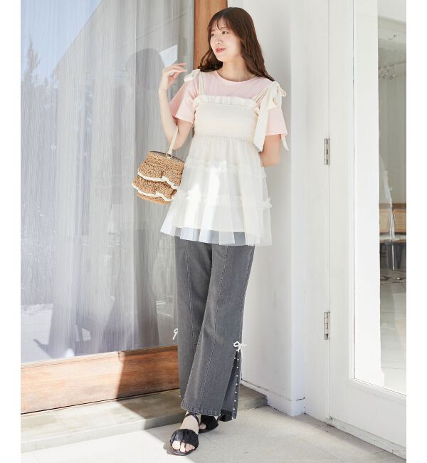 MAJESTICLEGON「パールスリットデニム」|デニム|