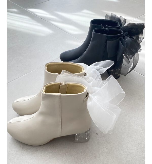  「☆取り外しできるリボンブーツ」|ショートブーツ|