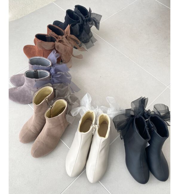  「☆取り外しできるリボンブーツ」|ショートブーツ|