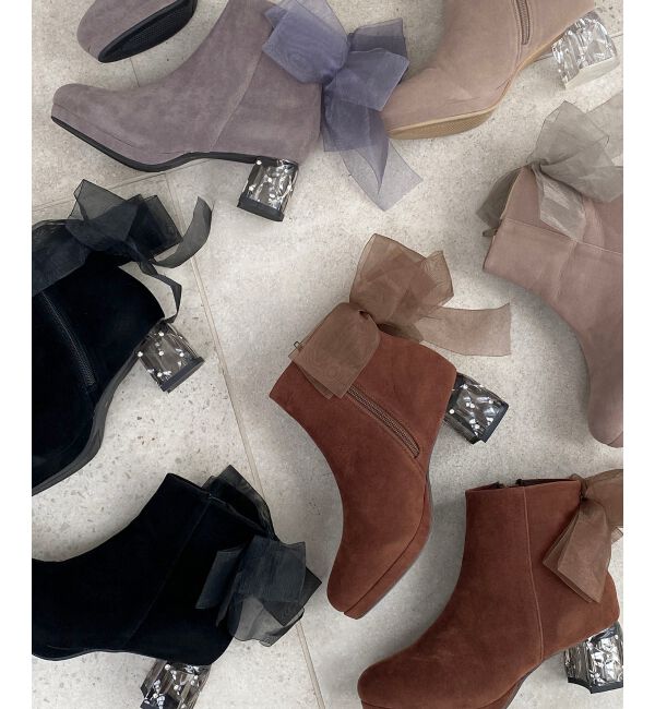  「☆取り外しできるリボンブーツ」|ショートブーツ|
