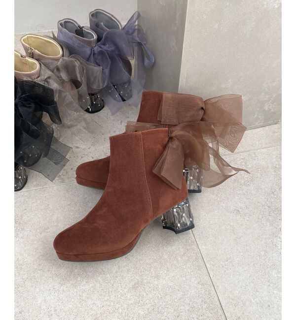  「☆取り外しできるリボンブーツ」|ショートブーツ|