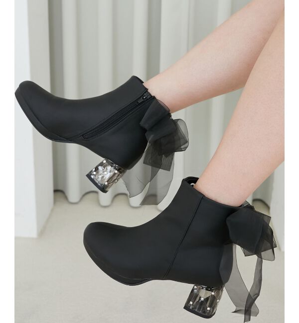  「☆取り外しできるリボンブーツ」|ショートブーツ|