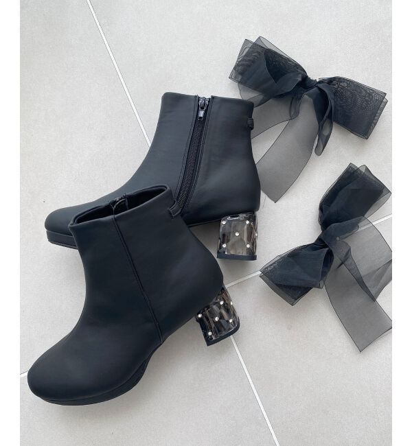  「☆取り外しできるリボンブーツ」|ショートブーツ|