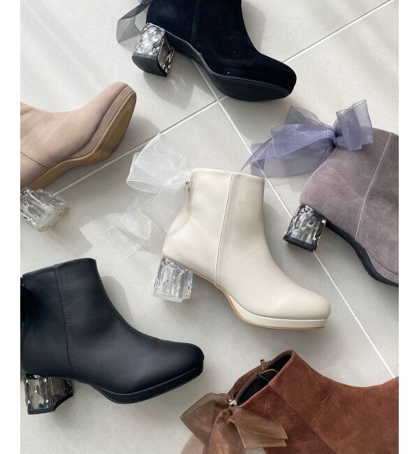  「☆取り外しできるリボンブーツ」|ショートブーツ|