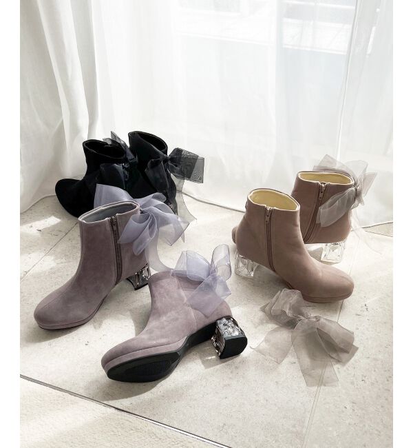  「☆取り外しできるリボンブーツ」|ショートブーツ|