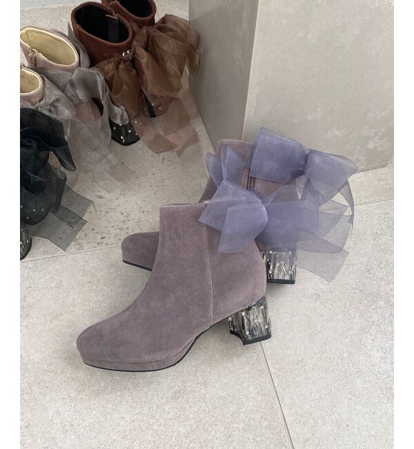  「☆取り外しできるリボンブーツ」|ショートブーツ|