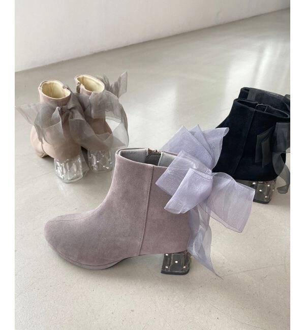  「☆取り外しできるリボンブーツ」|ショートブーツ|
