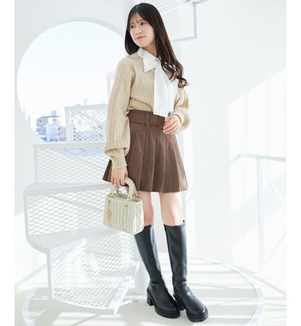 MAJESTICLEGON「ベルトセットプリーツミニスカパン」|スカート|