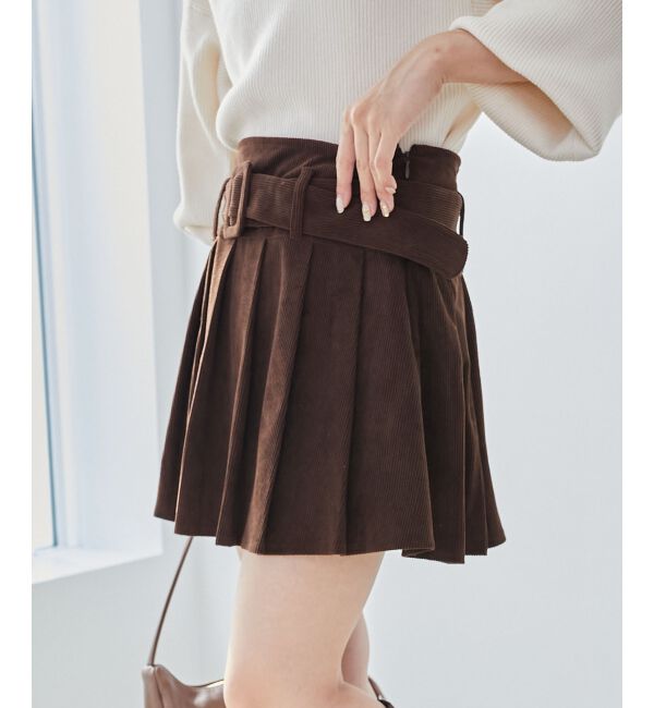 MAJESTICLEGON「ベルトセットプリーツミニスカパン」|スカート|
