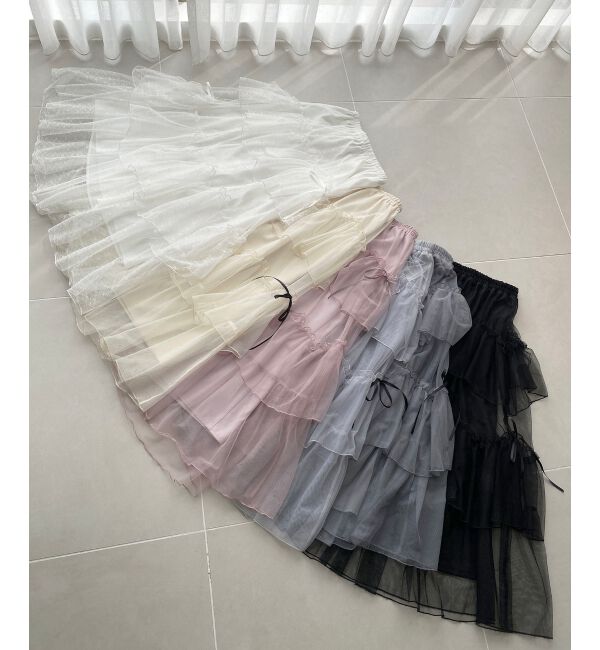 MAJESTICLEGON「チュールギャザーティアードスカート」|スカート|