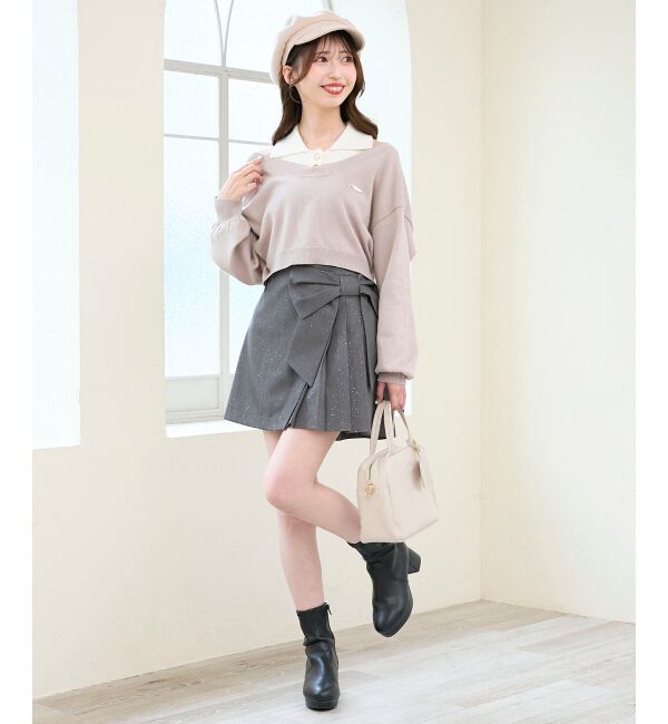  「襟付ノースリニットセットオフショルニット」|ニット・セーター|