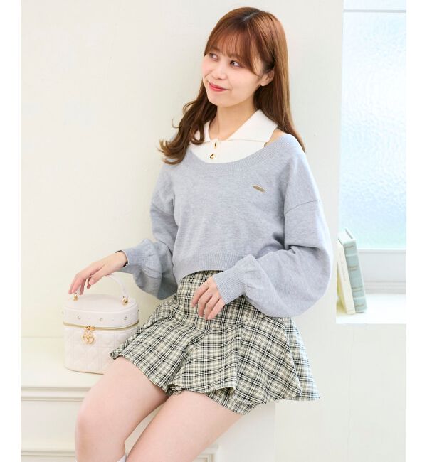  「襟付ノースリニットセットオフショルニット」|ニット・セーター|