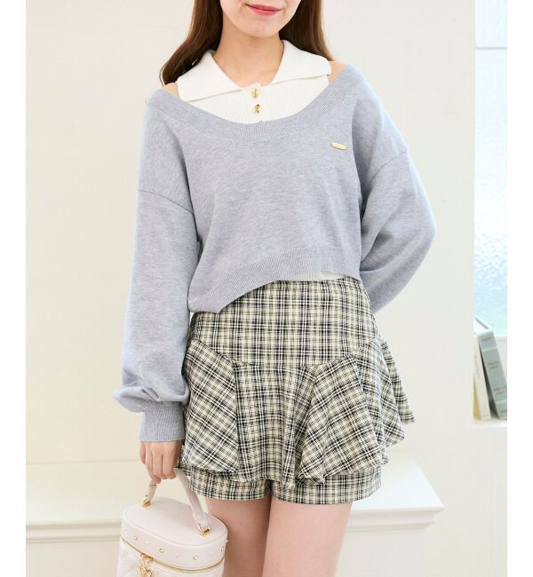  「襟付ノースリニットセットオフショルニット」|ニット・セーター|