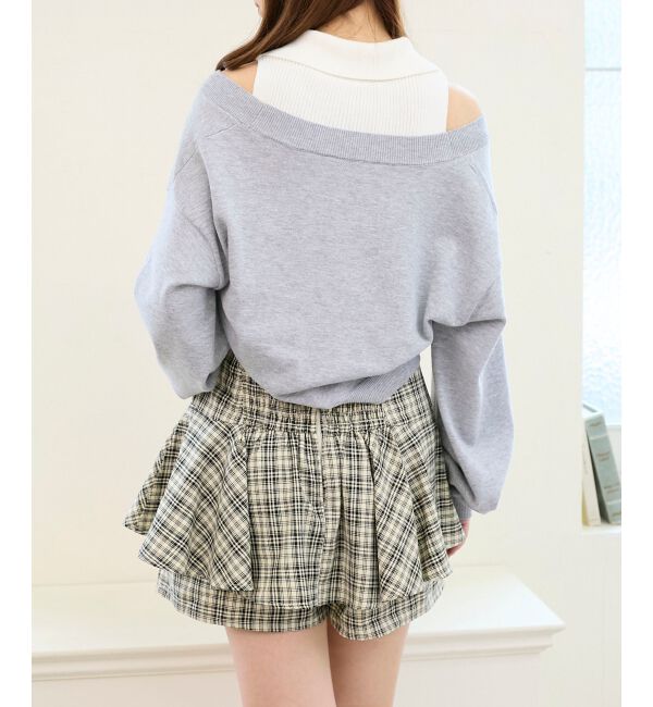  「襟付ノースリニットセットオフショルニット」|ニット・セーター|