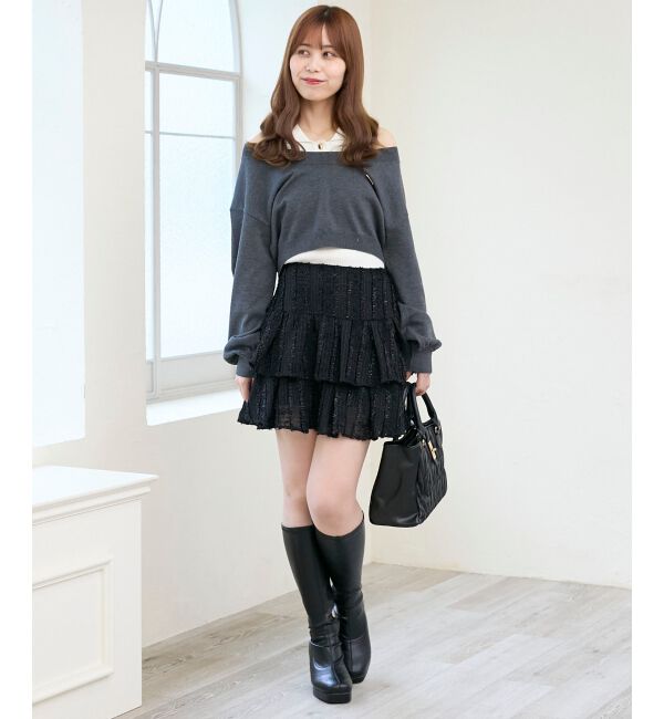  「襟付ノースリニットセットオフショルニット」|ニット・セーター|