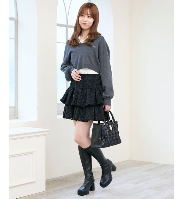  「襟付ノースリニットセットオフショルニット」|ニット・セーター|