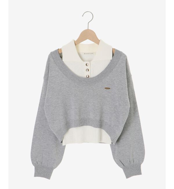  「襟付ノースリニットセットオフショルニット」|ニット・セーター|