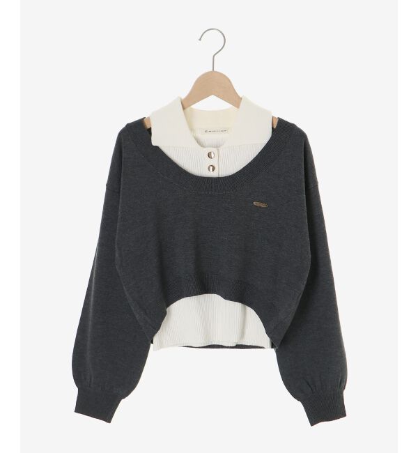  「襟付ノースリニットセットオフショルニット」|ニット・セーター|