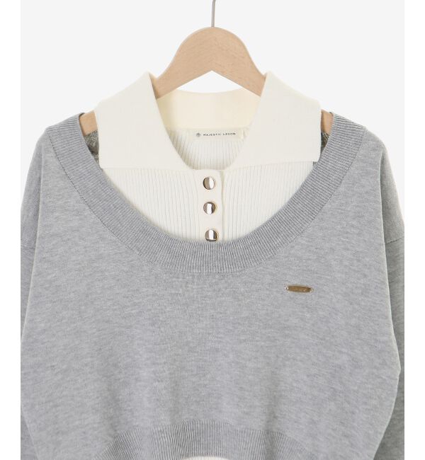  「襟付ノースリニットセットオフショルニット」|ニット・セーター|