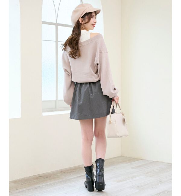  「襟付ノースリニットセットオフショルニット」|ニット・セーター|