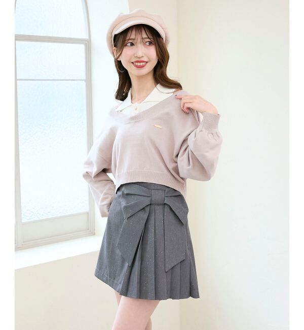  「襟付ノースリニットセットオフショルニット」|ニット・セーター|