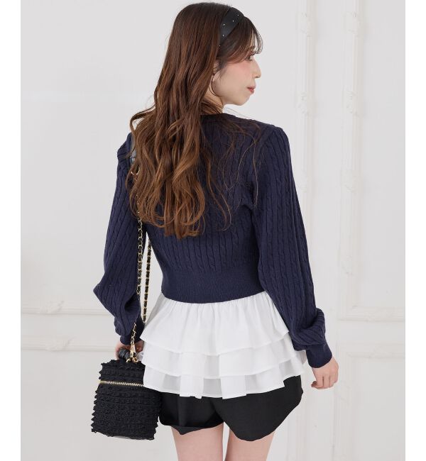  「カップ付き裾ペプラムキャミソール」|キャミソール|