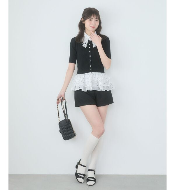  「カップ付き裾ペプラムキャミソール」|キャミソール|