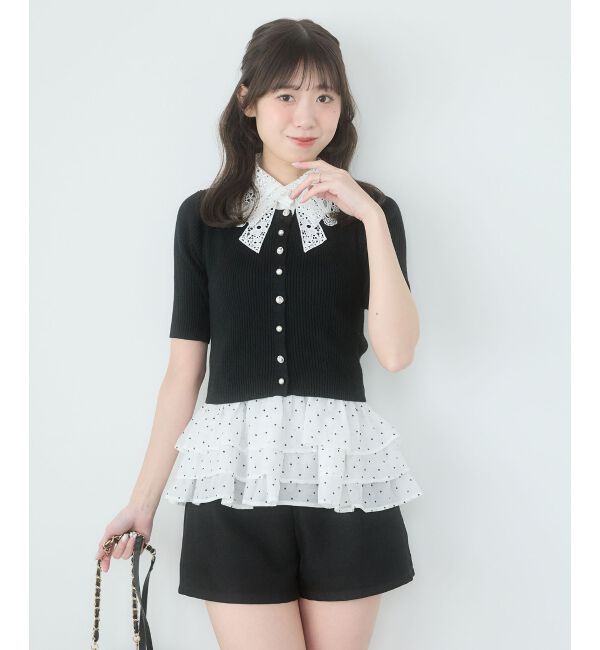  「カップ付き裾ペプラムキャミソール」|キャミソール|