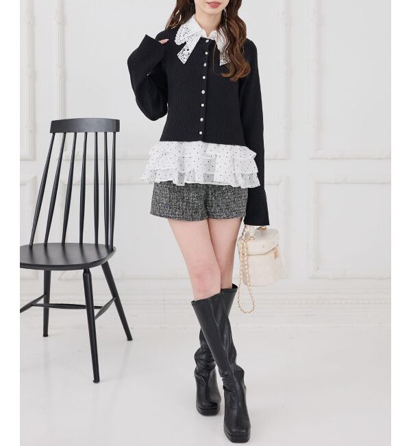  「カップ付き裾ペプラムキャミソール」|キャミソール|