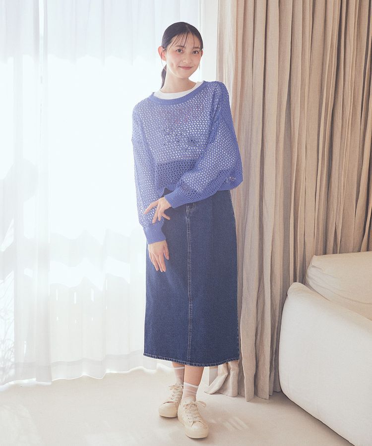 earth music&ecology「ナローデニムスカート」|タイト|