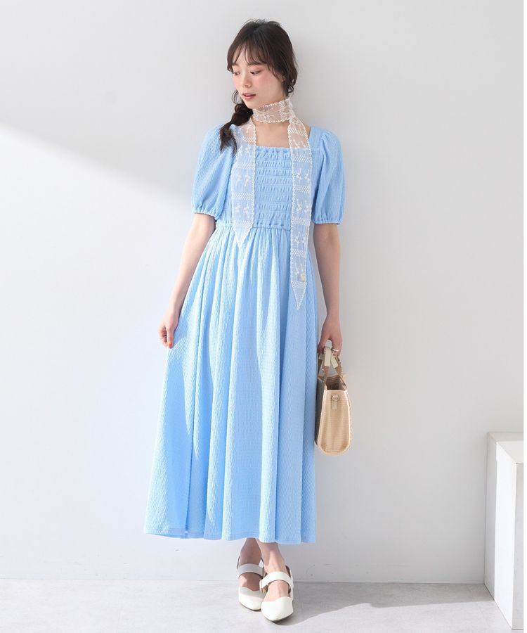 earth music&ecology「バックリボンシャーリングワンピース」|ワンピース|Sax