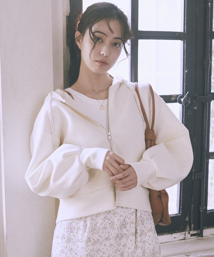 earth music&ecology「エアもちフーディブルゾン」|スウェット・ジャージ|Ivory