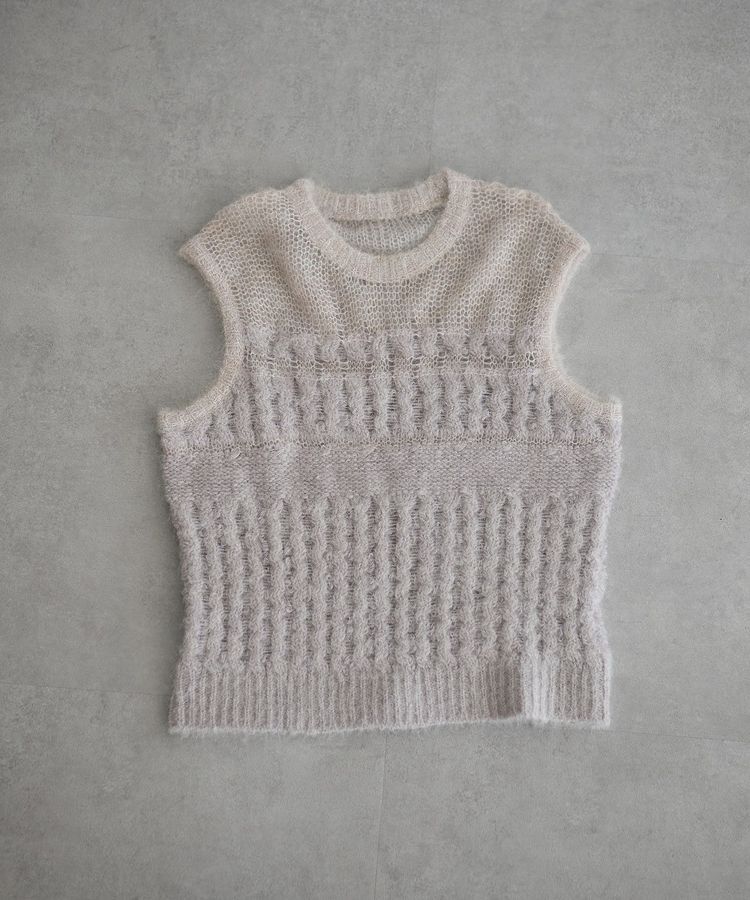 GARAGE OF GOOD CLOTHING「モヘア混ケーブル切り替えノースリーブプルオーバー」|ニット・セーター|Light Gray