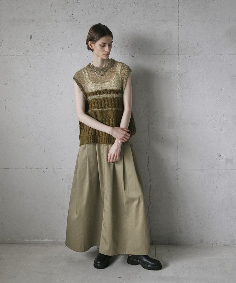 GARAGE OF GOOD CLOTHING「モヘア混ケーブル切り替えノースリーブプルオーバー」|ニット・セーター|