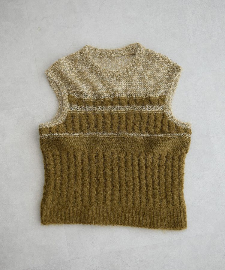 GARAGE OF GOOD CLOTHING「モヘア混ケーブル切り替えノースリーブプルオーバー」|ニット・セーター|