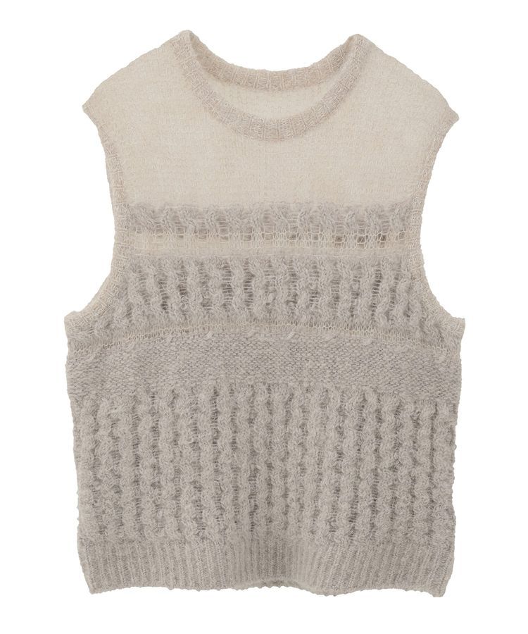 GARAGE OF GOOD CLOTHING「モヘア混ケーブル切り替えノースリーブプルオーバー」|ニット・セーター|