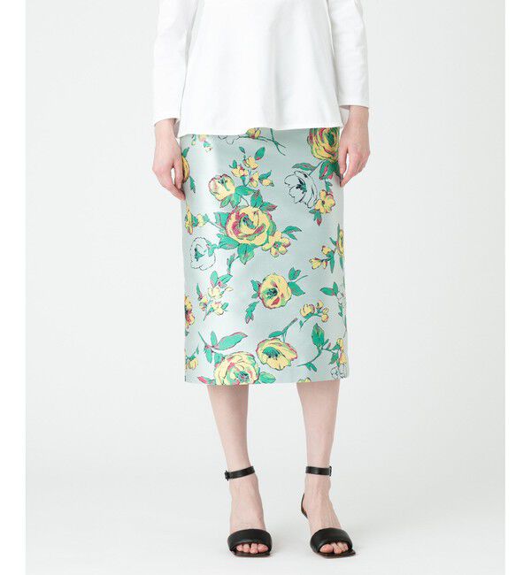 LOULOU WILLOUGHBY「【LOULOU WILLOUGHBY】ETIQUE フラワージャガードタイトスカート」|タイト|ミントグリーン
