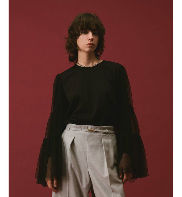 allureville「ティアードスリーブチュールブラウス」|シャツ・ブラウス|ブラック