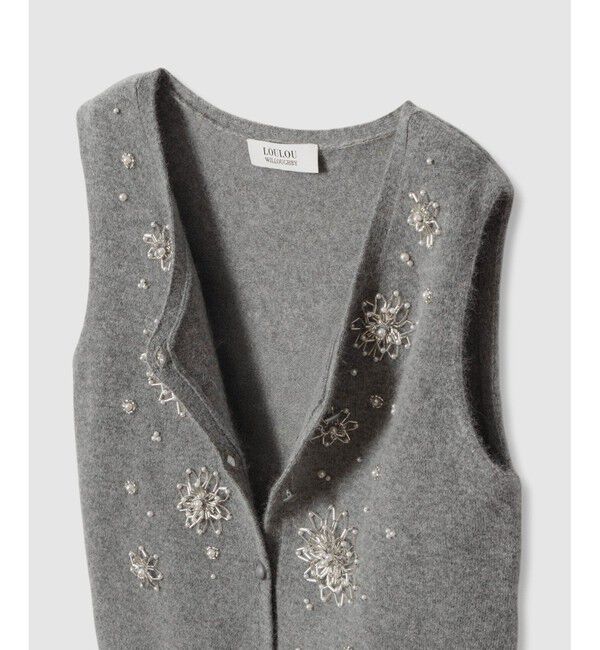 LOULOU WILLOUGHBY「【LOULOU WILLOUGHBY】ビーズフラワージレ」|ニット・セーター|