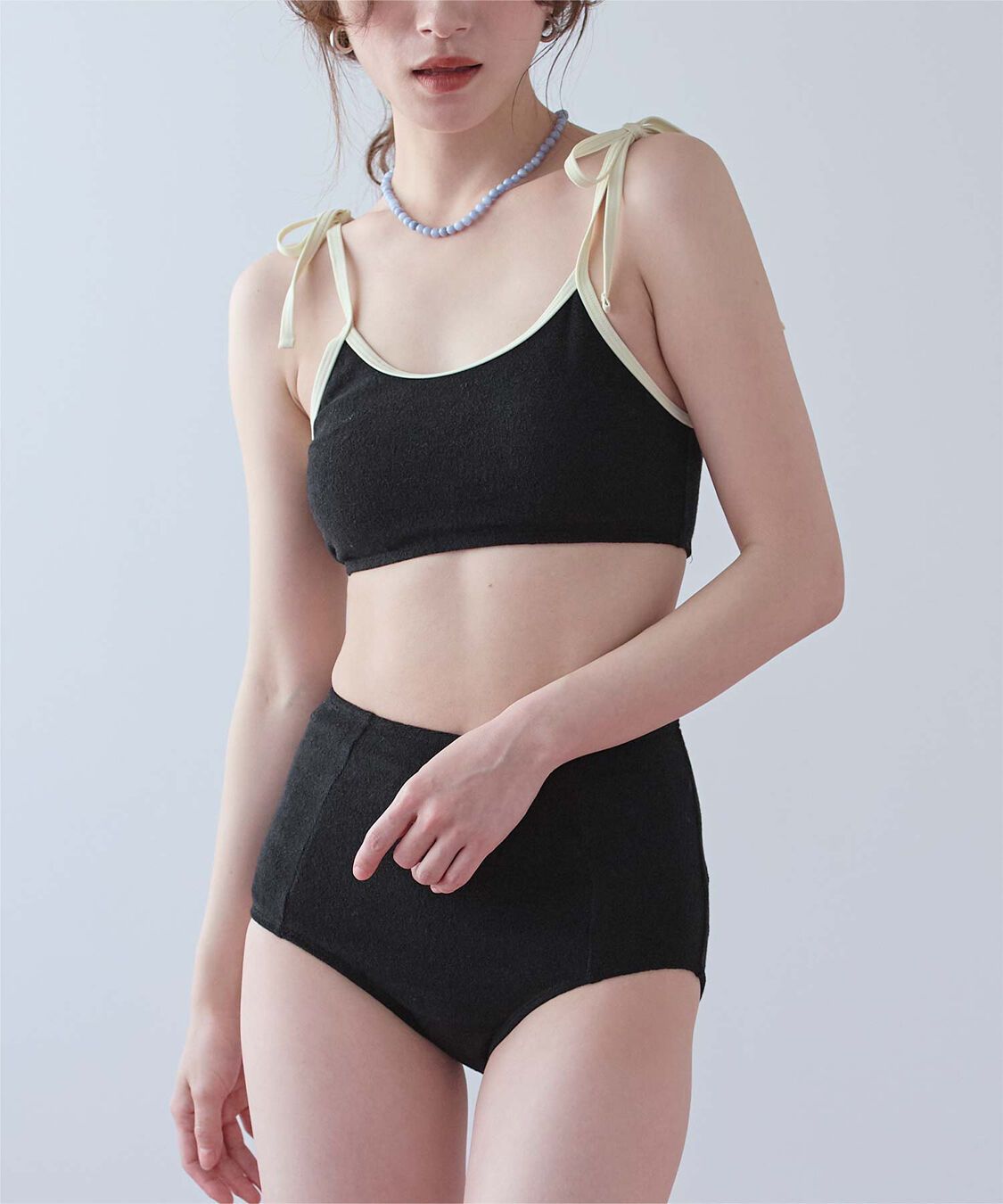 SEA DRESS「パイル素材パイピングビキニ/水着」|ビキニ|ブラック