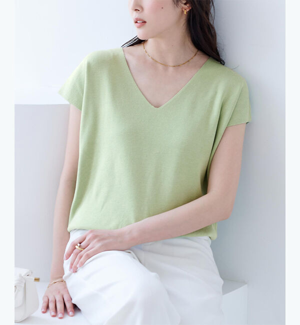 ur's「フレンチスリーブVネックニット」|ニット・セーター|