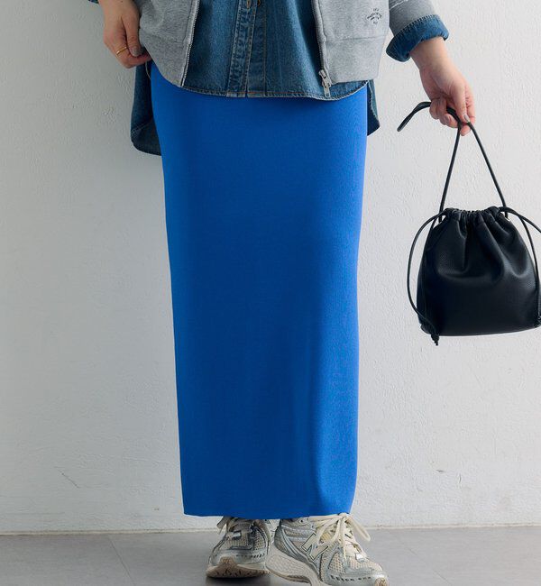  「＼累計1万枚突破！／《-3kg見え》【Du noir】ナロースカート」|スカート|ブルー