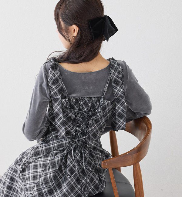  「【新色追加】着痩せ効果抜群/マイナス5キロ見えキャミワンピ」|ワンピース|ブラック系その他