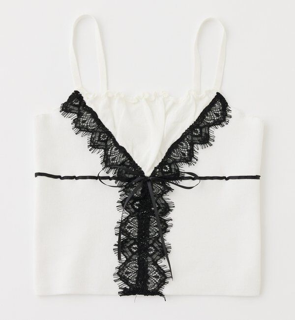  「レース付きニットビスチェ」|ニット・セーター|ホワイト