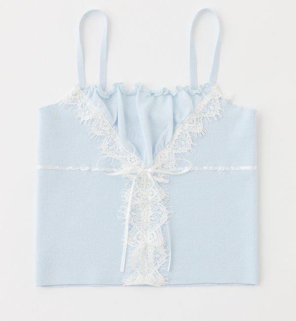  「レース付きニットビスチェ」|ニット・セーター|サックスブルー