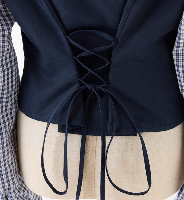  「バックレースアップ配色オフショルブラウス」|シャツ・ブラウス|