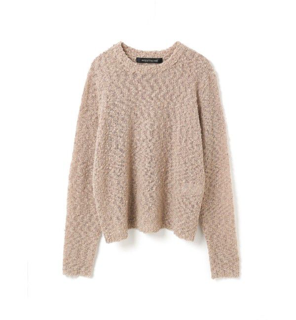 mizuiro ind「mizuiro ind スラブヤーンクルーネックプルオーバー」|ニット・セーター|ベージュ
