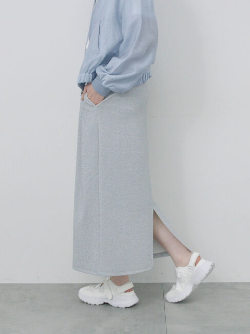 Samansa Mos2 blue「ラメナロースカート」|スカート|